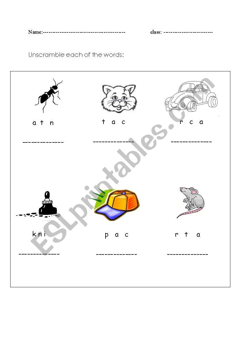 reorder the words worksheet