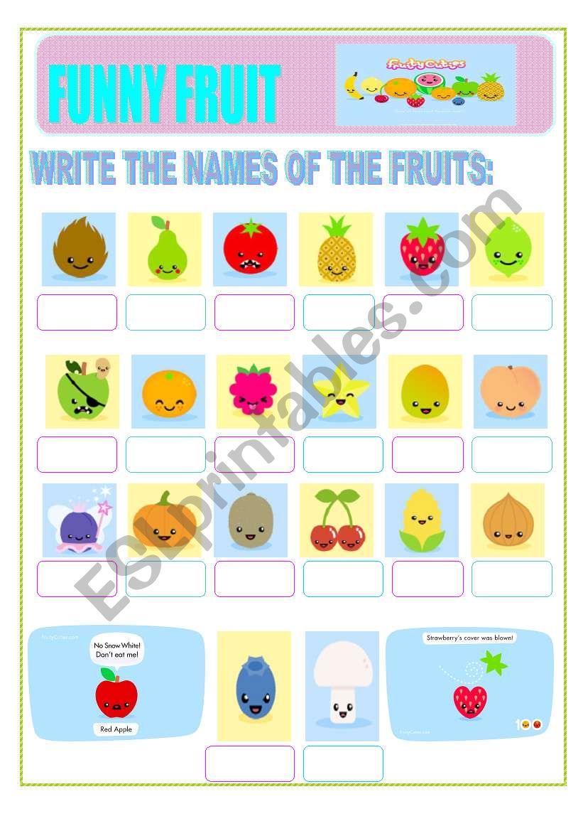 Funny fruits: write their names