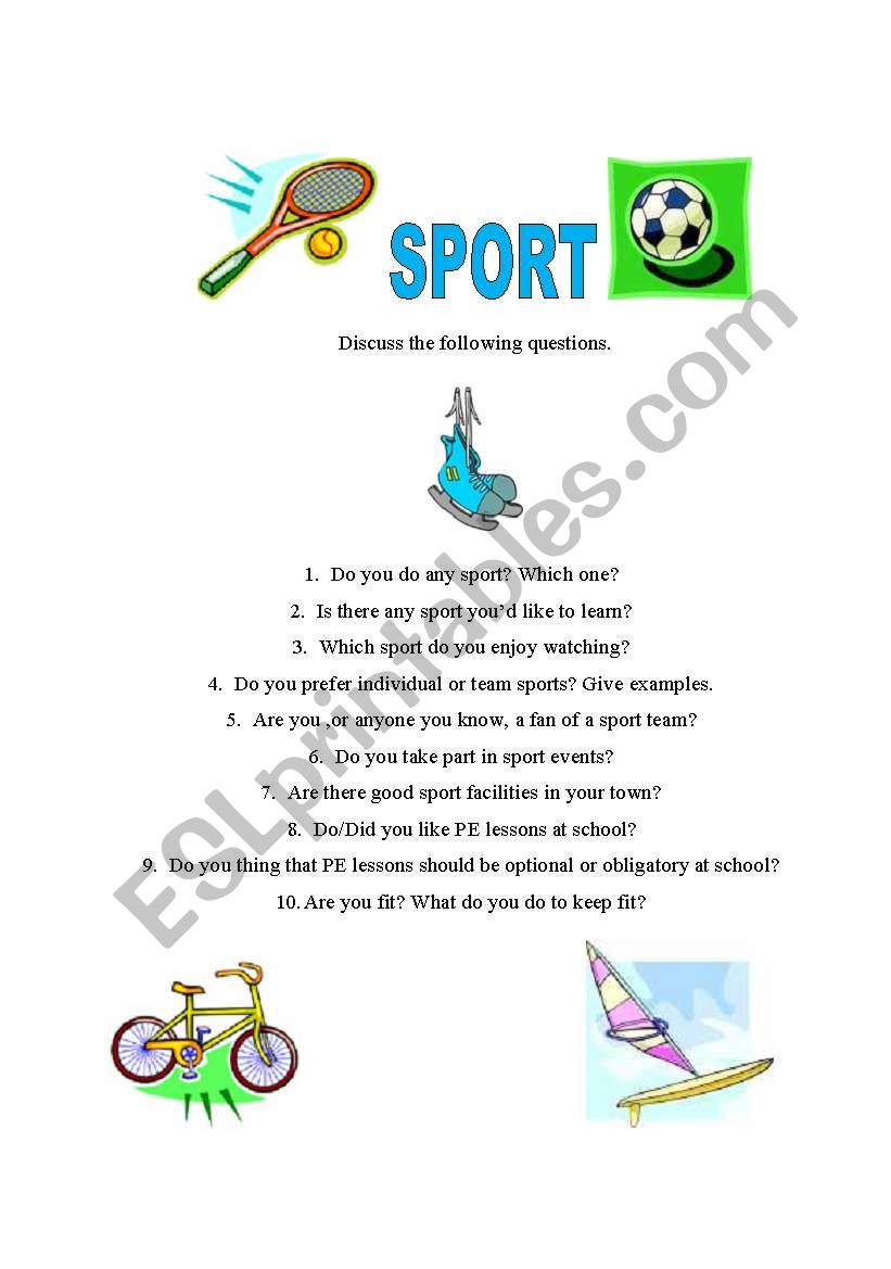 Sport  worksheet