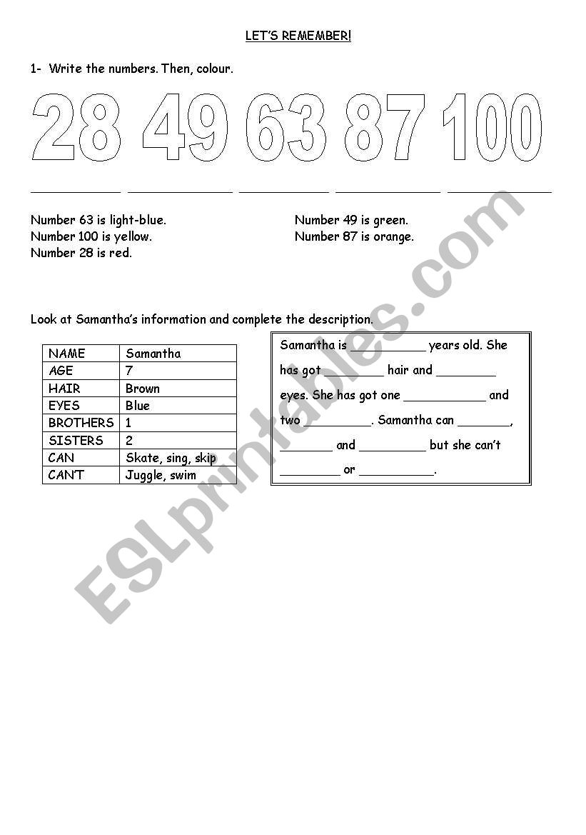 Numbers and personal information