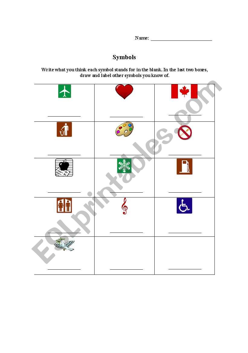 Symbol Worksheet worksheet