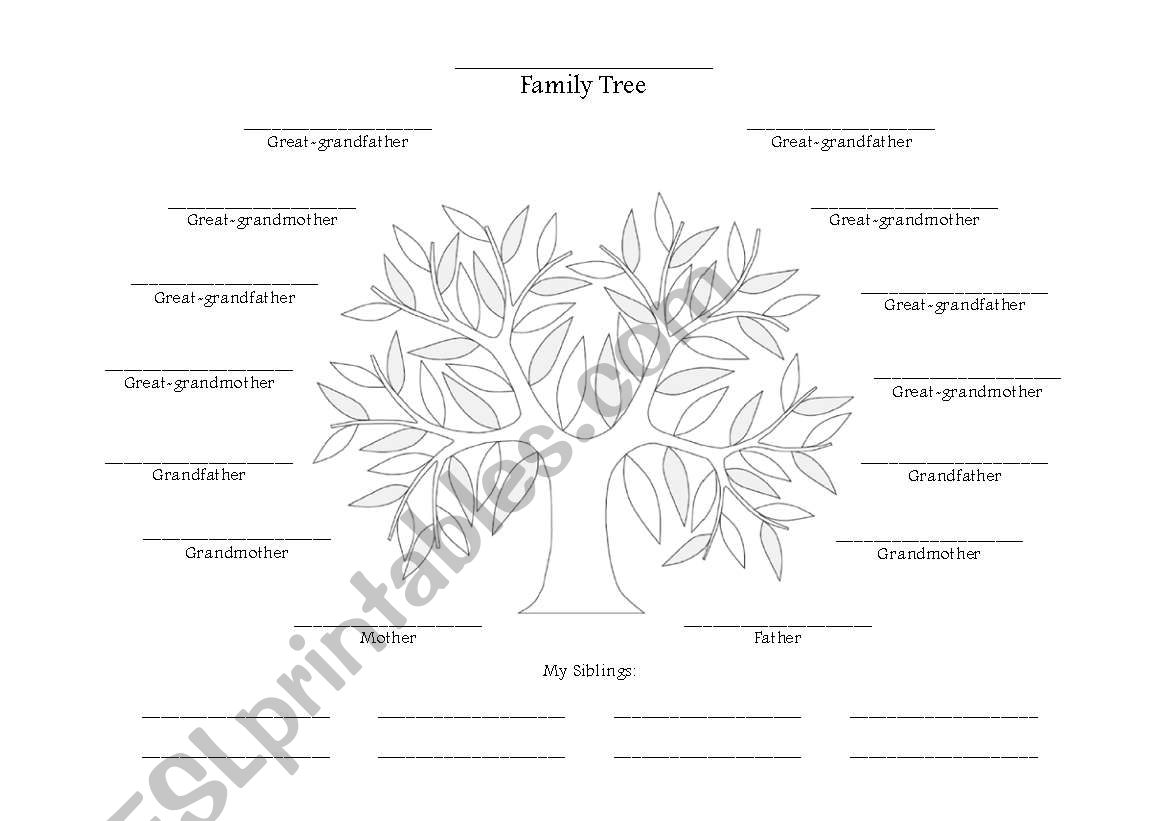 English worksheets: Family Tree Chart