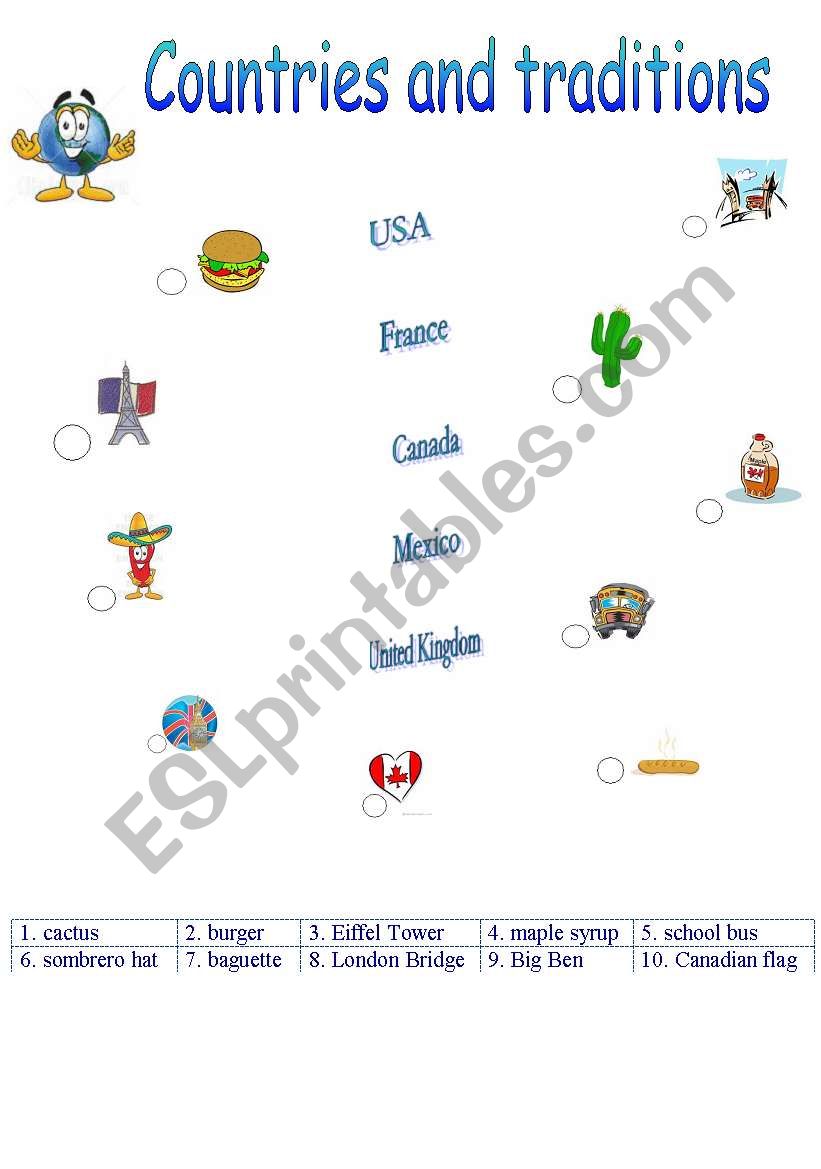 Countries and traditions worksheet