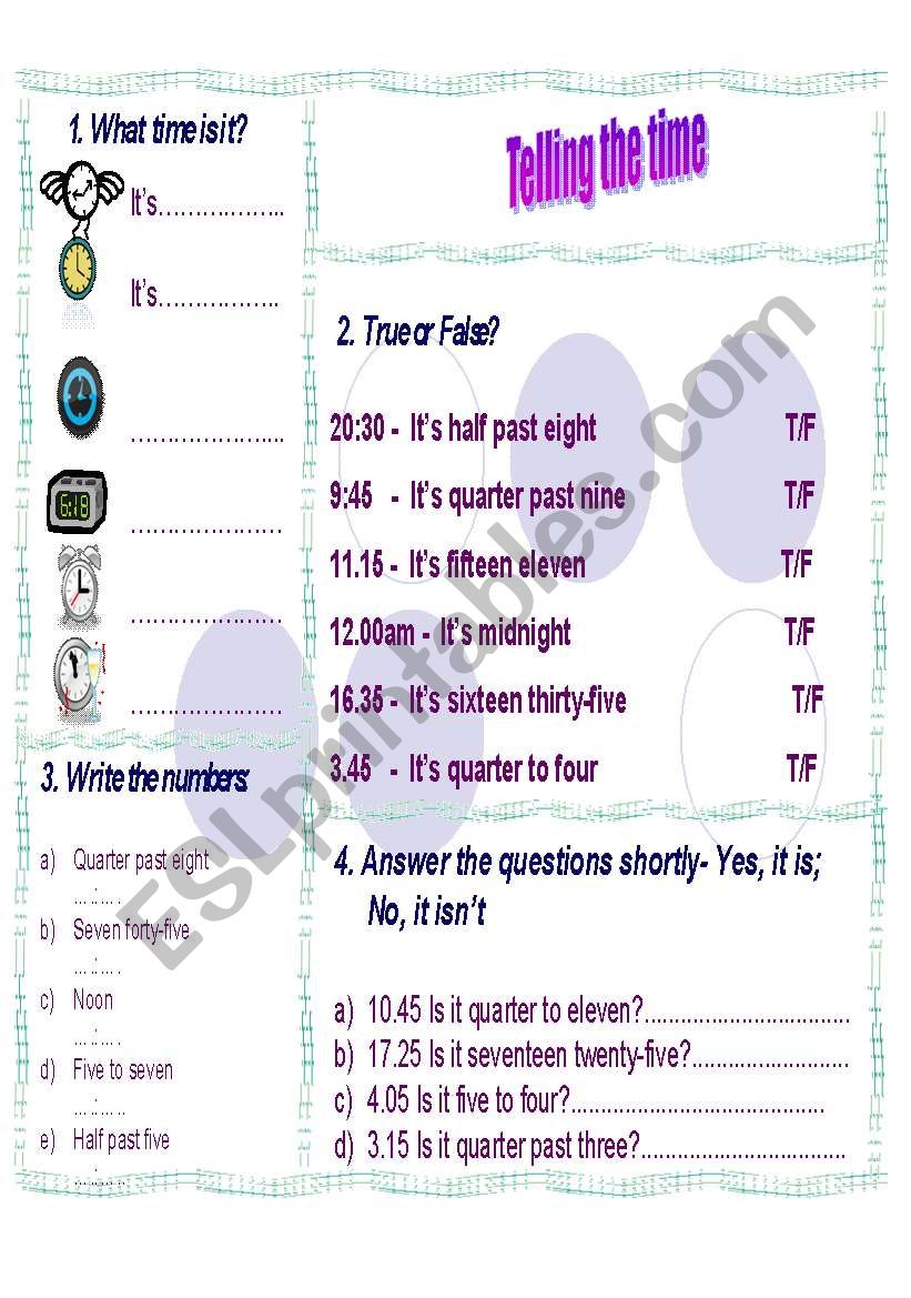 Telling Time worksheet