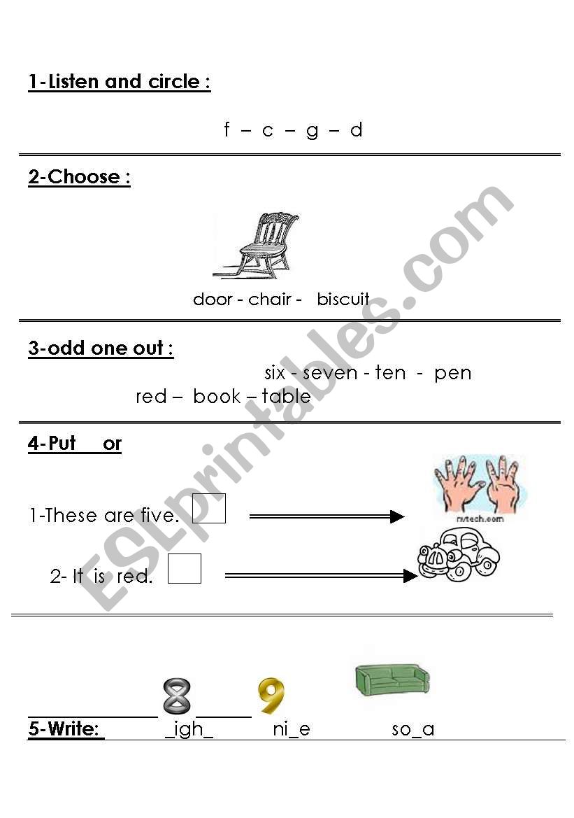 listen,choose,complete worksheet