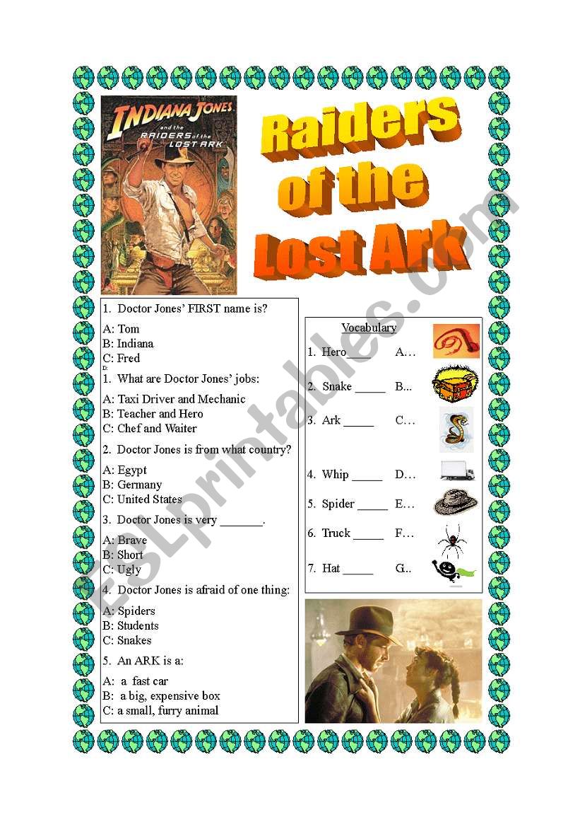 English Worksheets Raiders Of The Lost Arc Worksheet