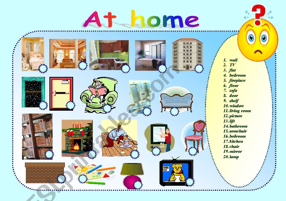 At Home ESL Worksheet By Rosa mazur