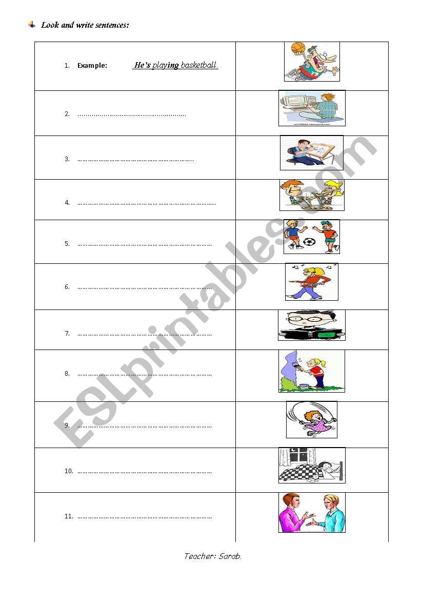 Look At The Pictures And Write Sentences ESL Worksheet By Sarab311