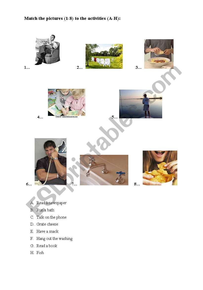 Free time activities worksheet