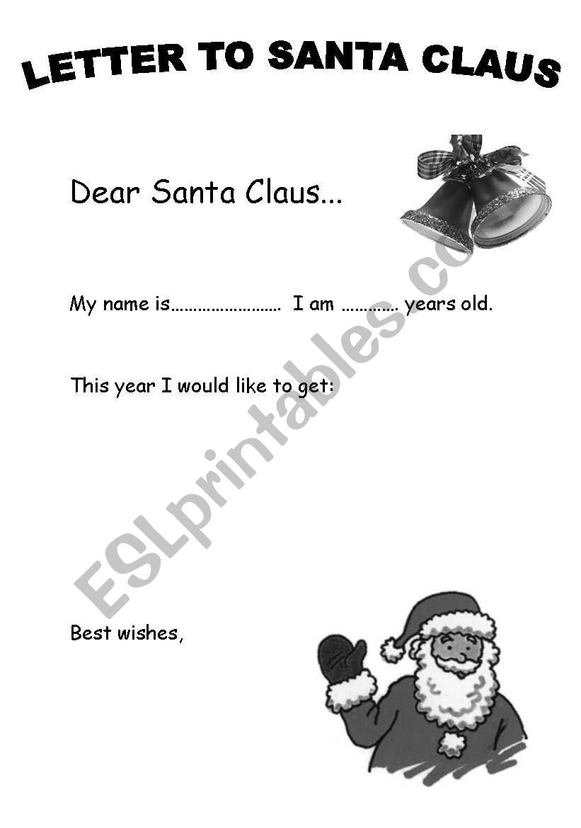 Letter to Santa Claus worksheet