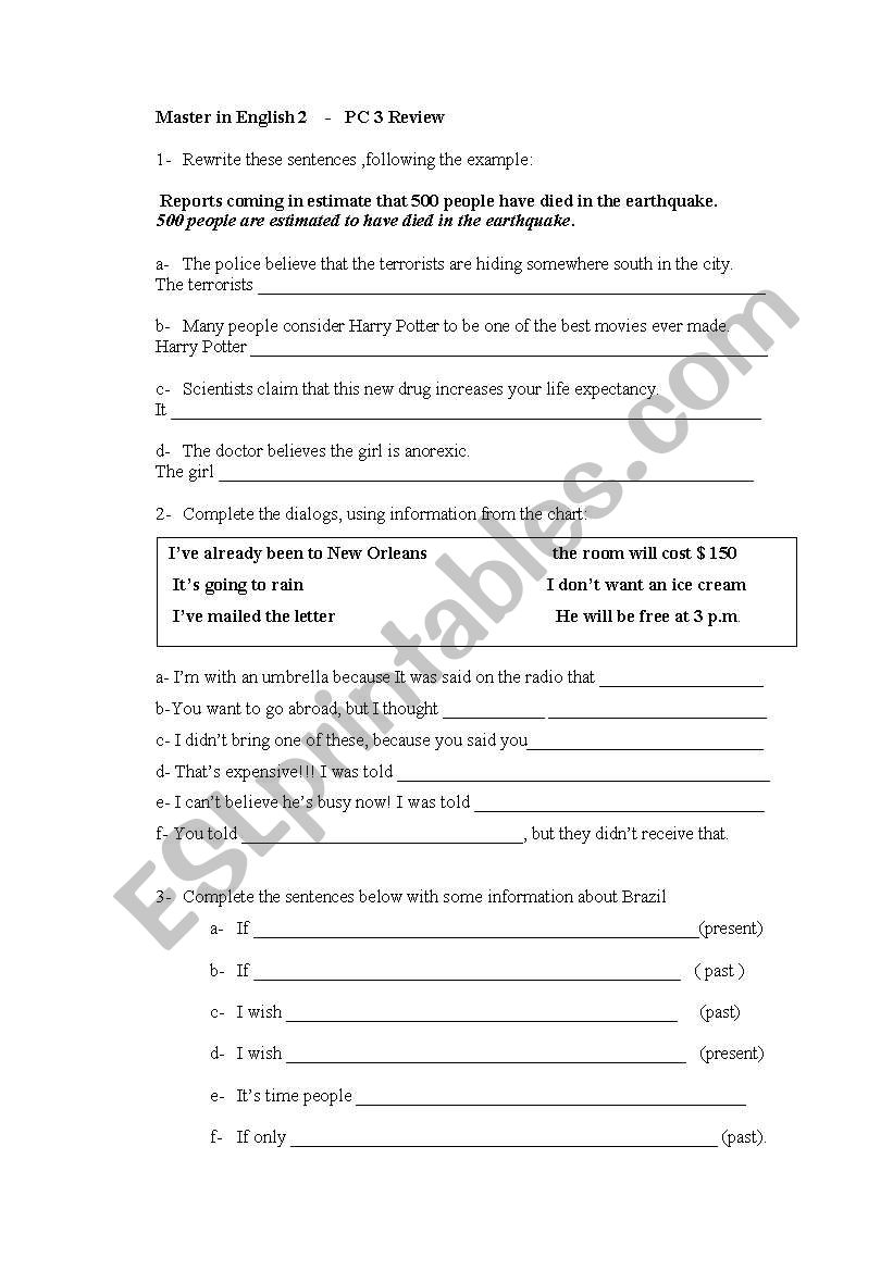 passive voice  and conditional exercises 