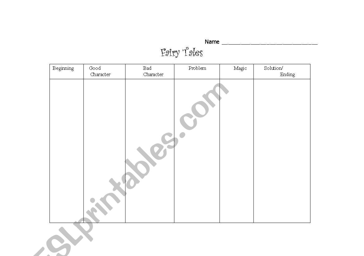 Fairy Tale Graphic Organizer worksheet