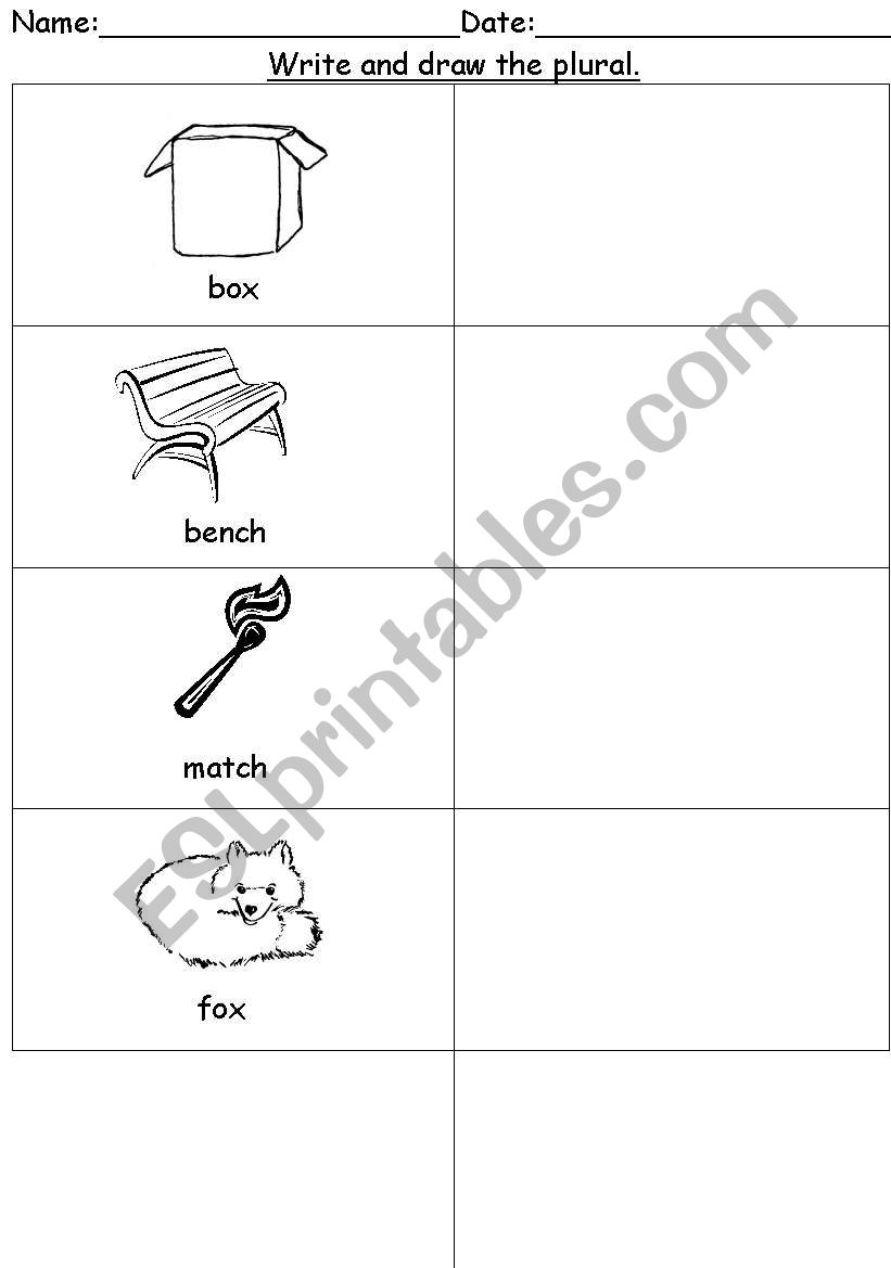 Singular and Plural - adding es (for very young learners)