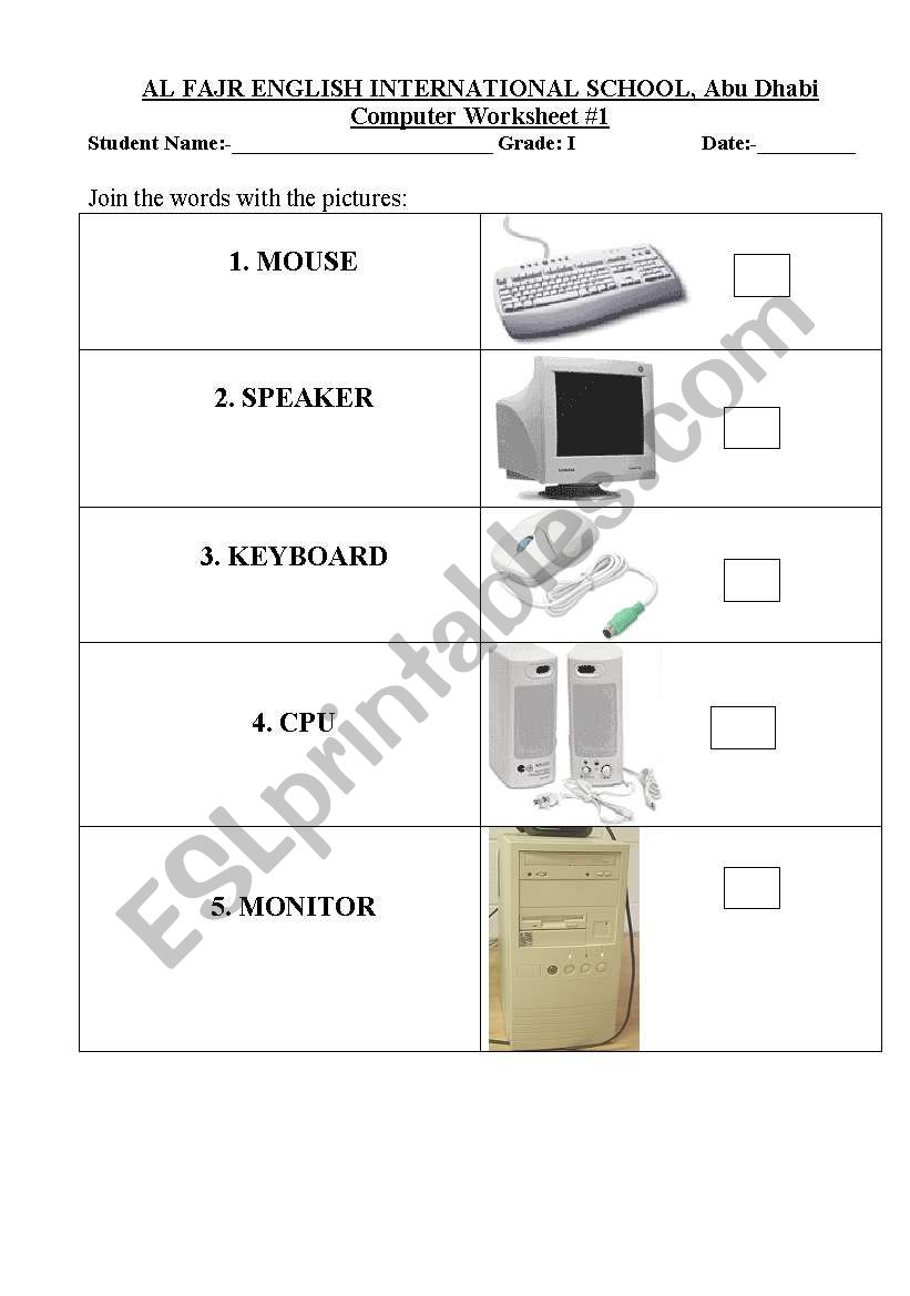 computer devices worksheet