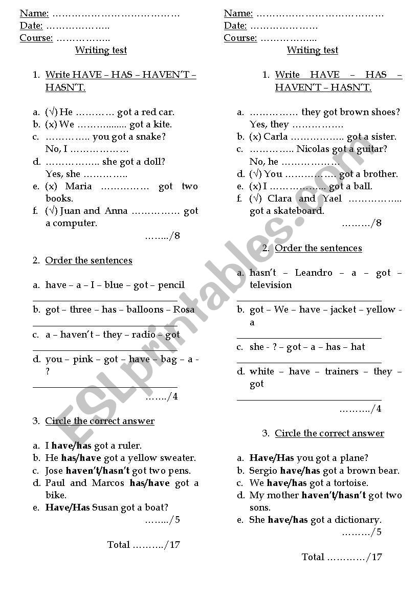 Have/ Has/ Have not/ Has not - ESL worksheet by loreley