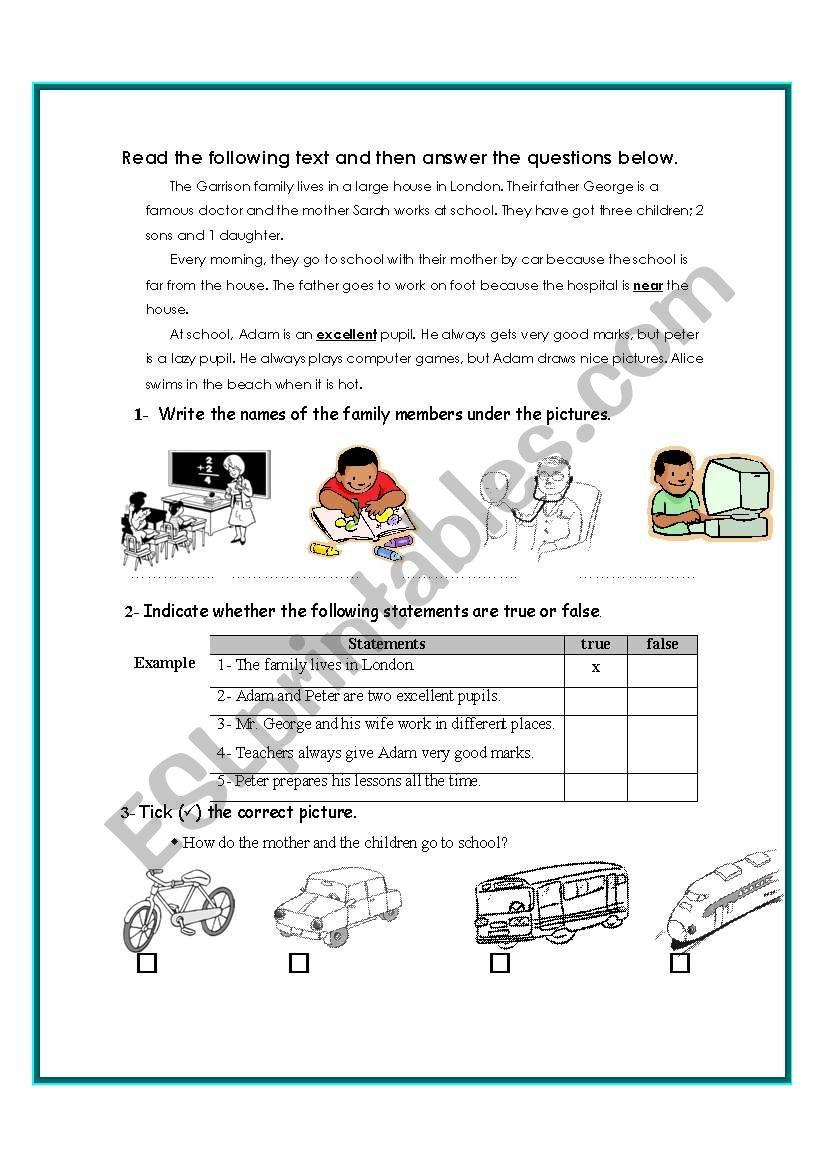 family members worksheet