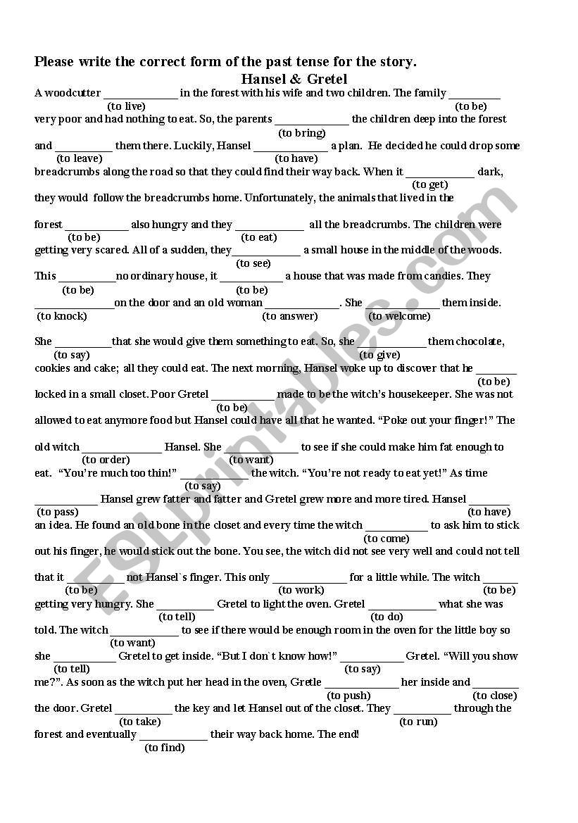 Hansel & Gretel worksheet