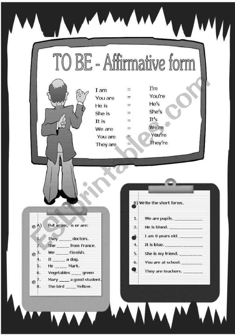 To Be Affirmative Form  worksheet