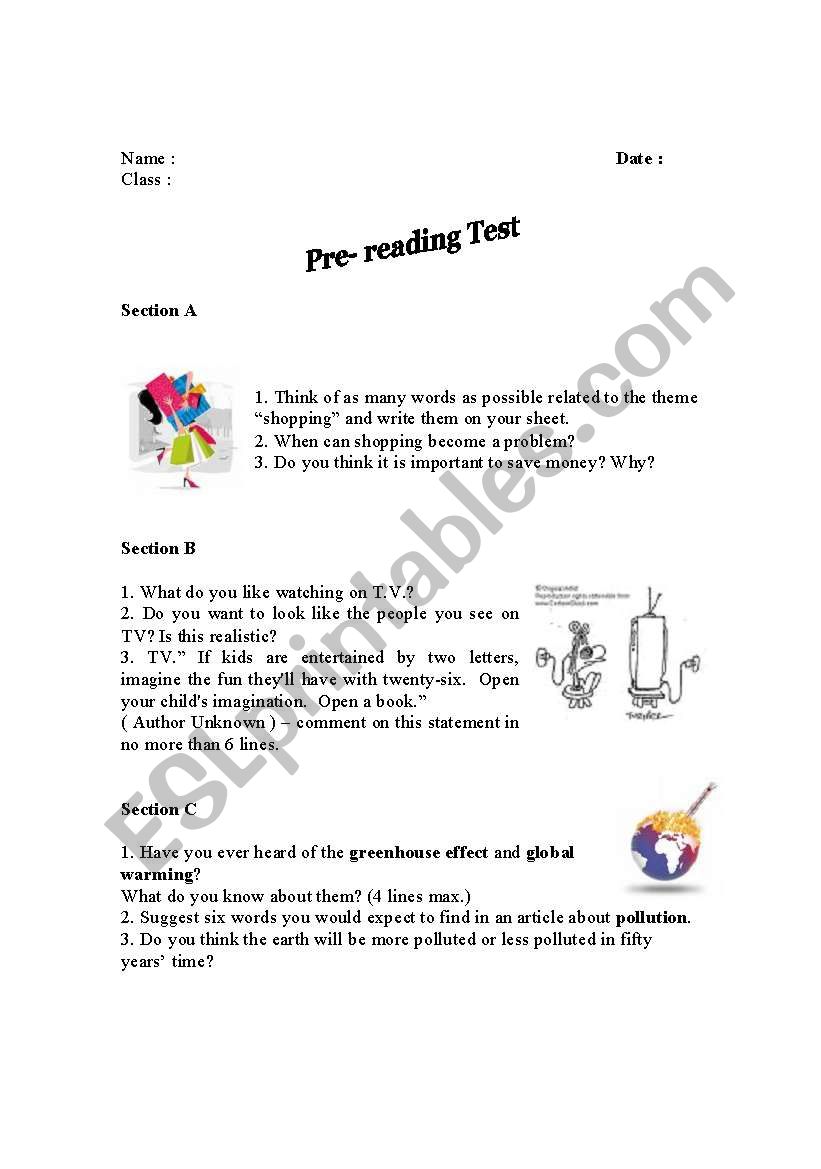 Prep Test worksheet
