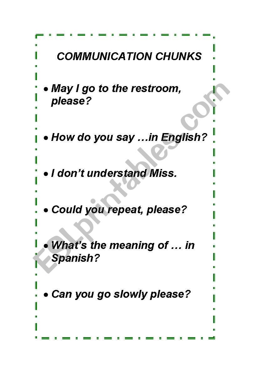COMMUNICATION CHUNKS worksheet