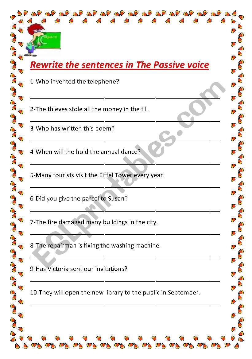 rewrite in the passive voice worksheet