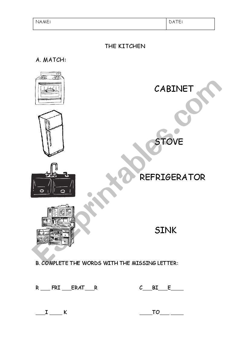 The Kitchen worksheet