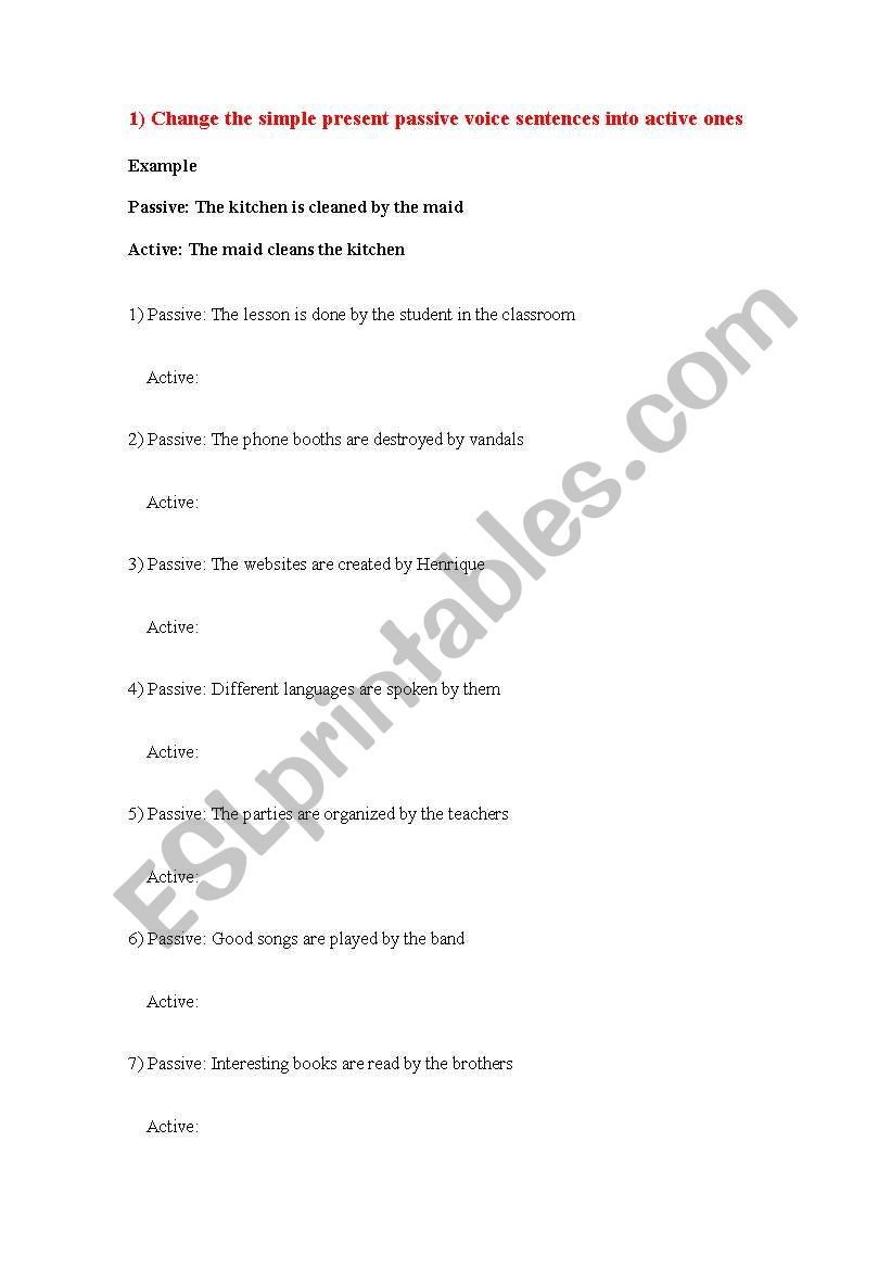 Active-Passive Voice worksheet