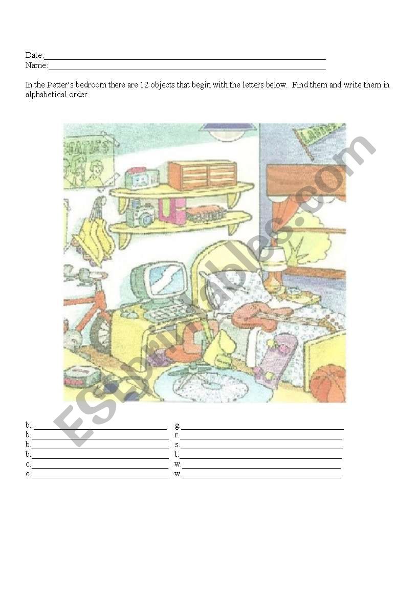 Petter´s Bedroom - ESL worksheet by michellefatima