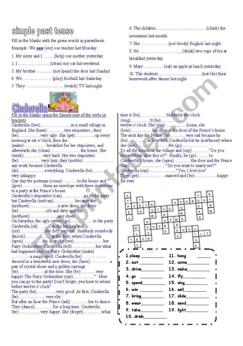 Simple Past Tense activity worksheet