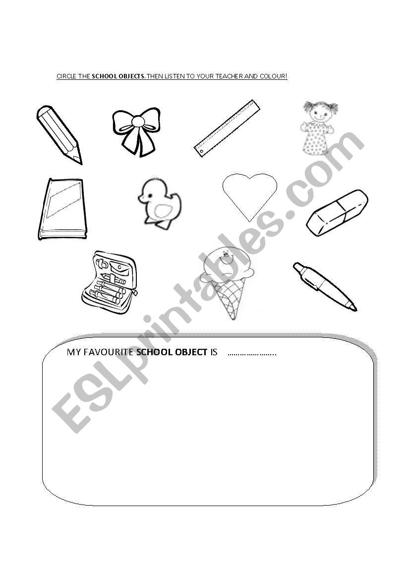 SCHOOL-OBJECTS worksheet