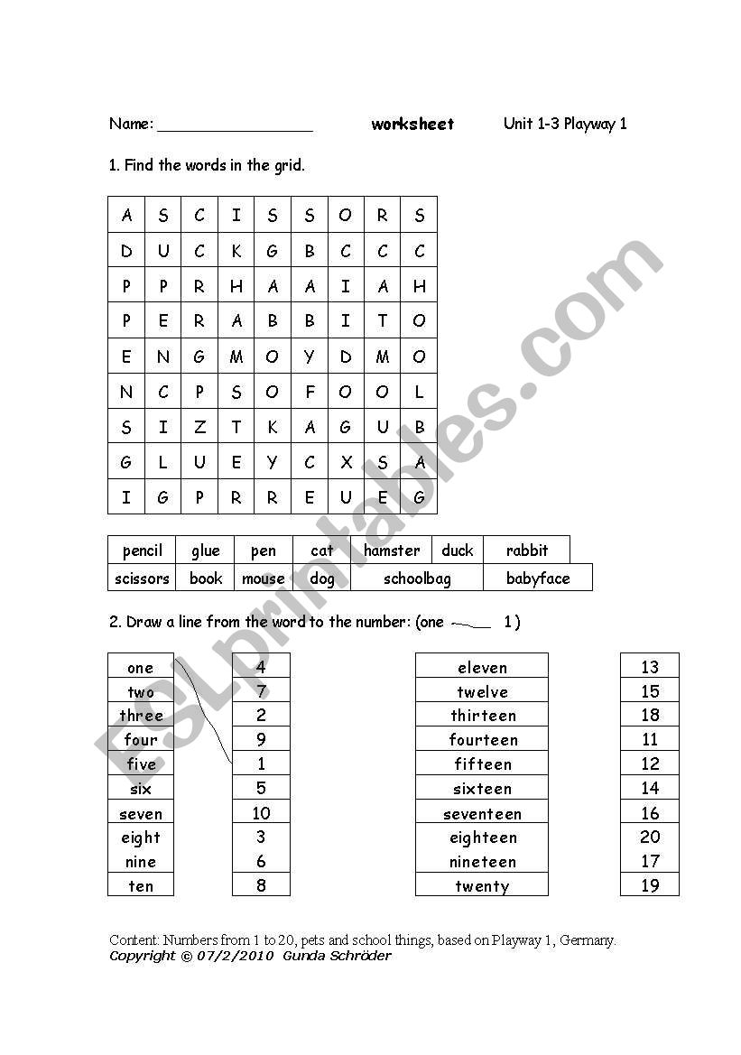 pets and numbers worksheet