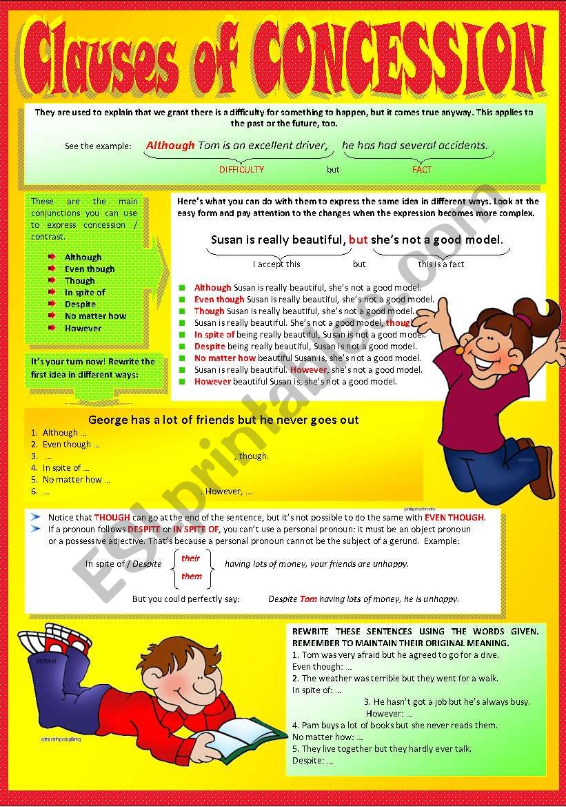 CLAUSES OF CONCESSION ESL Worksheet By Pilarmham