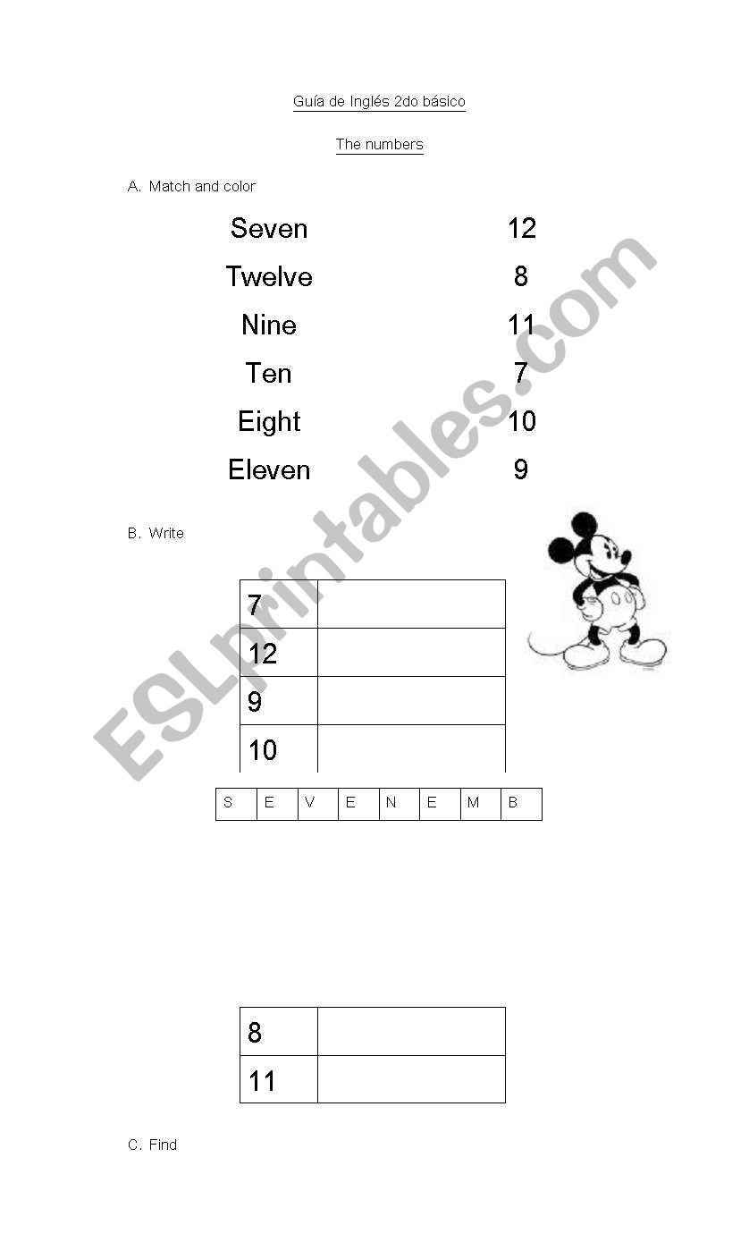 the numbers worksheet