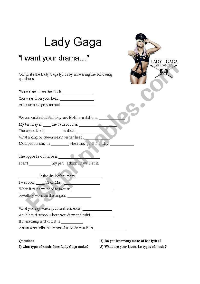 Music Warmer - find a the Lady Gaga lyrics