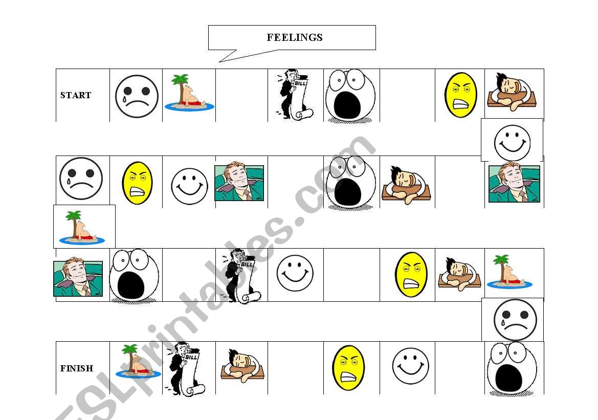 Feelings/Emotions Board Game worksheet