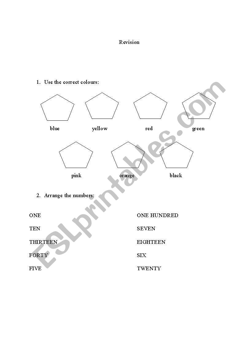 revision - 1st grade worksheet