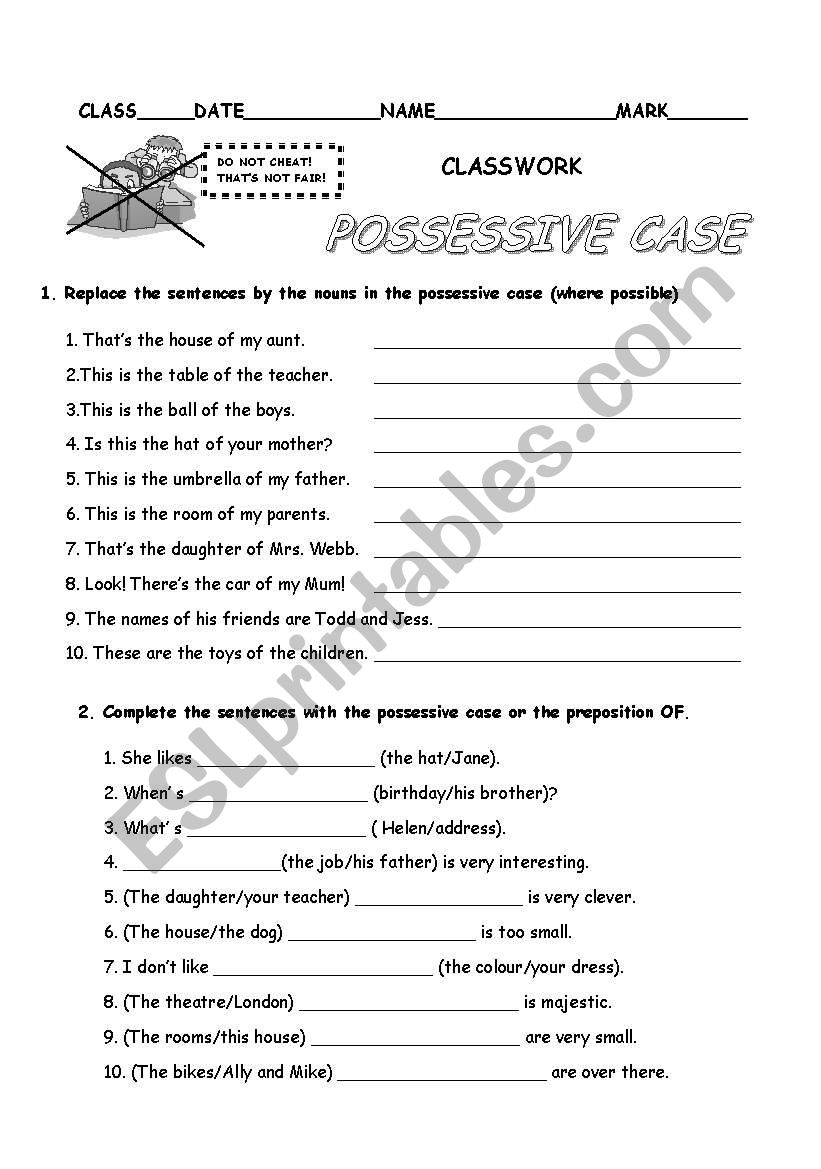 Possessive Case ESL Worksheet By Vfosson