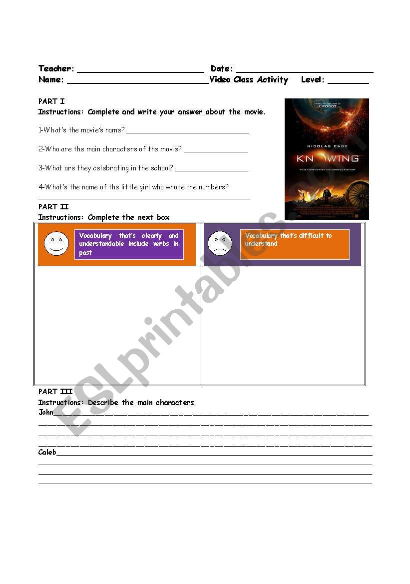 Video Guide worksheet