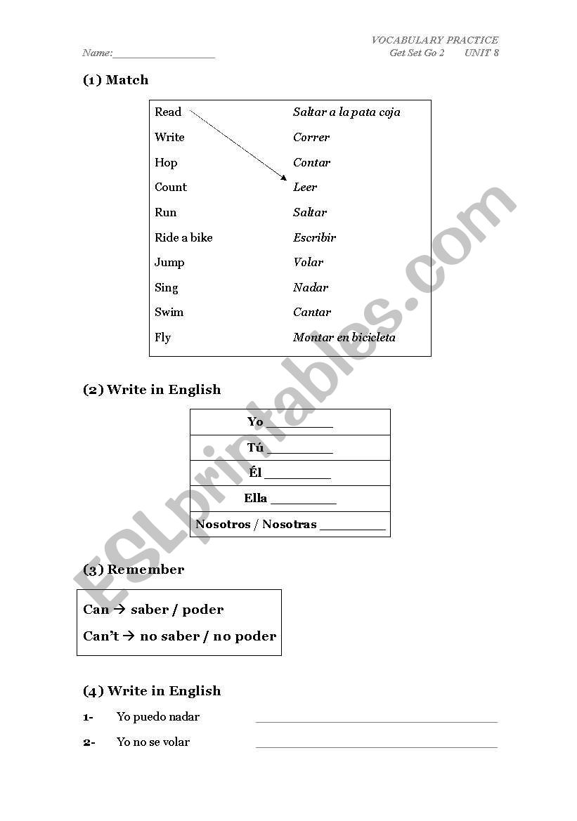 CAN / CANT worksheet