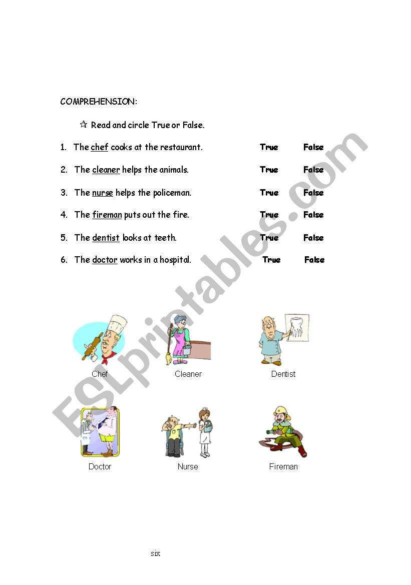 comprehension worksheet