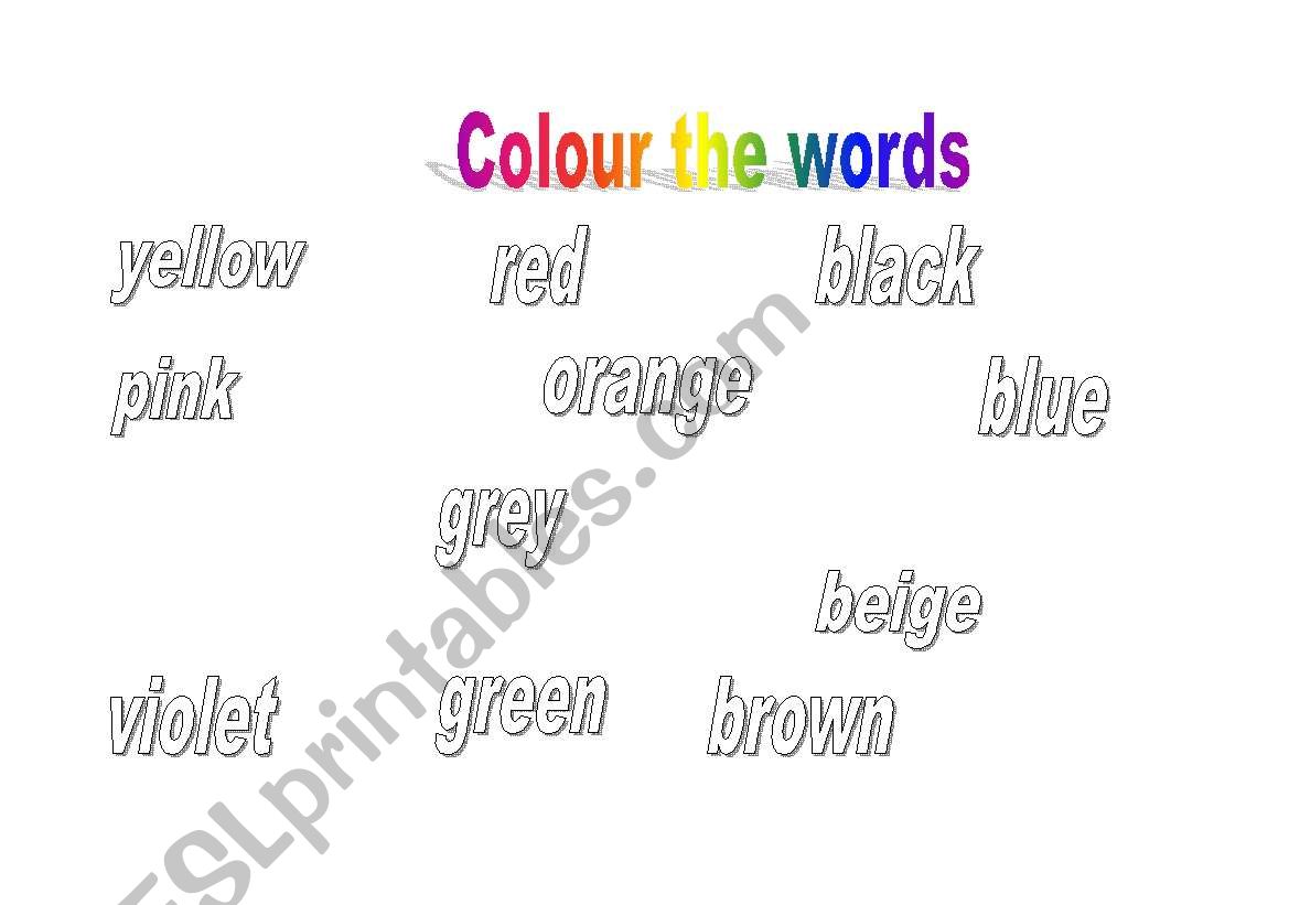 colour the words worksheet
