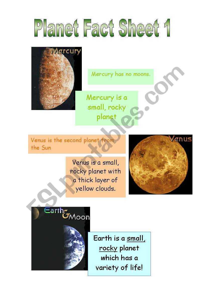 Planet Fact Sheet worksheet