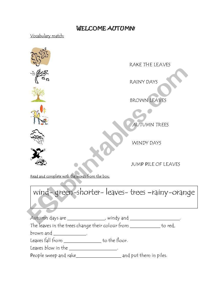 Welcome autumn worksheet