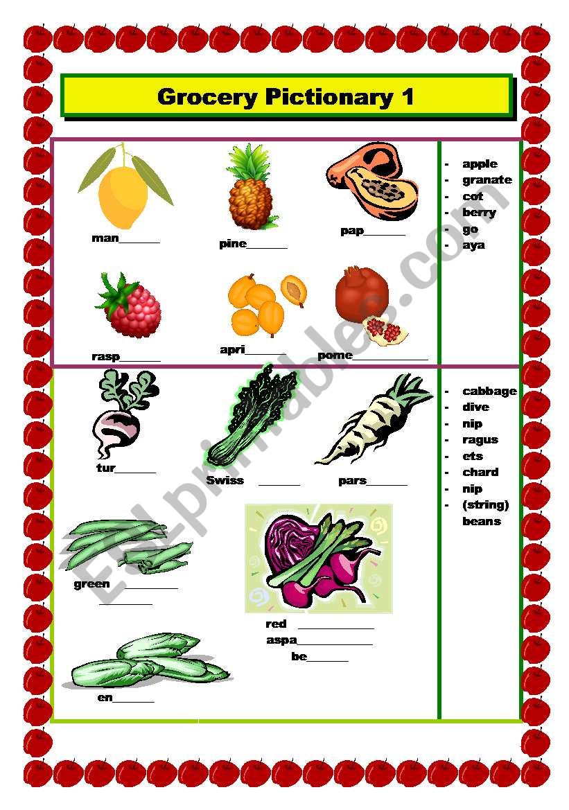 Grocery Pictionary 1 worksheet
