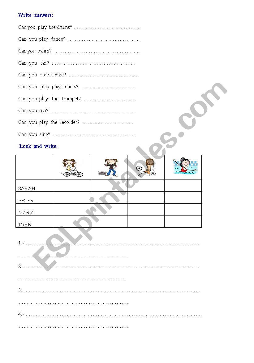   CAN  YOU  PLAY...? worksheet