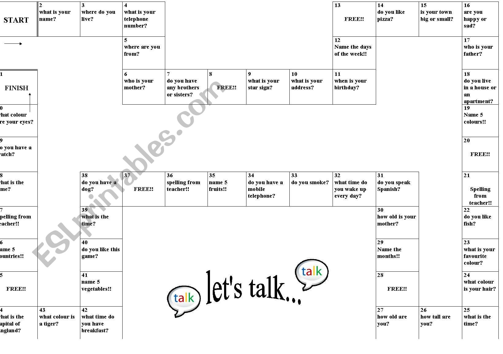 Let´s talk - ESL worksheet by vaferrer