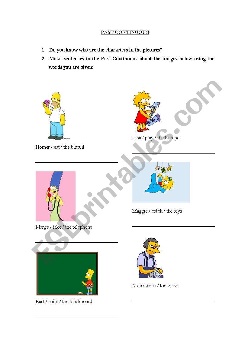 Past Continuous SIMPSONS worksheet