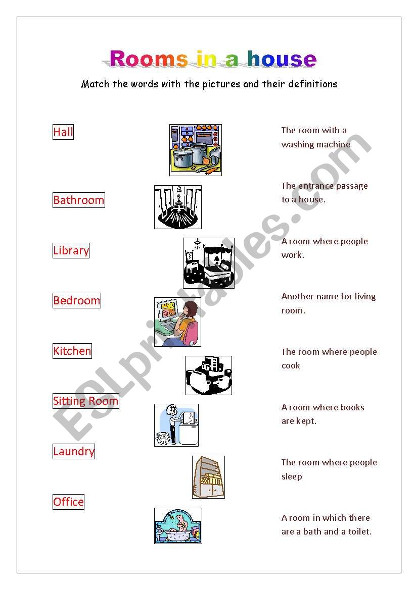 Houses - Rooms in a house worksheet