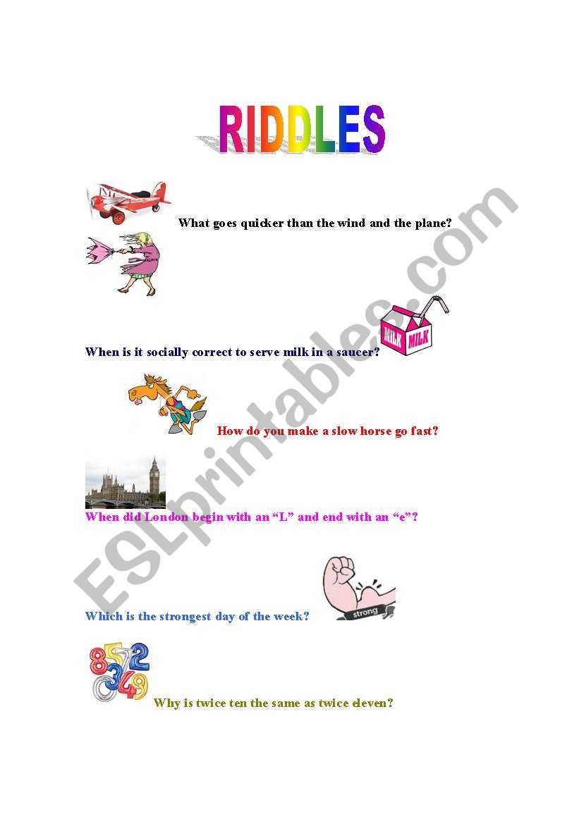 Riddles worksheet