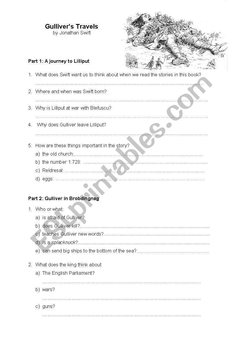 essay questions on gulliver's travels